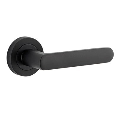 Iver Door Lever Osaka Rose Round Concealed Fix Pair Matt Black L120xP55mm BPD52mm