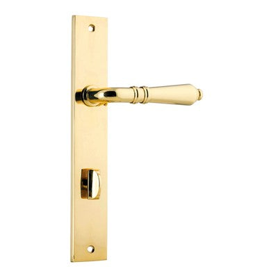 Iver Door Lever Sarlat Rectangular Privacy Pair Polished Brass CTC85mm L111xP53mm BPH240xW38mm