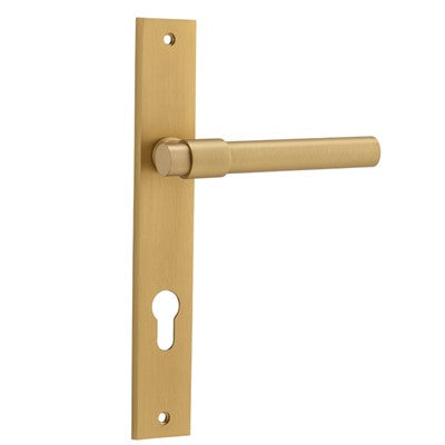 Iver Door Lever Helsinki Rectangular Euro Pair Brushed Brass CTC85mm L137xP58mm BPH240xW38mm