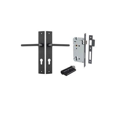 Iver Door Lever Baltimore Rectangular Matt Black Key / Key Entrance Kit