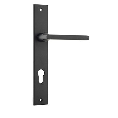 Iver Door Lever Baltimore Rectangular Euro Pair Matt Black CTC85mm L118xP54mm BPH240xW38mm