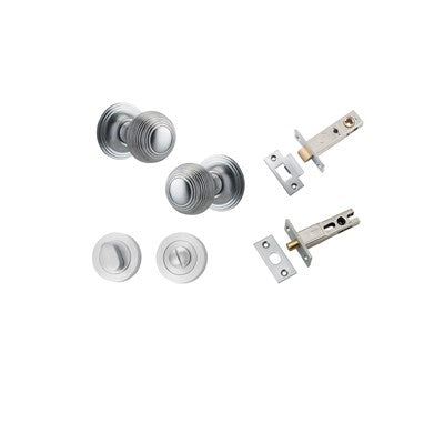 Iver Door Knob Guildford Rose Round Brushed Chrome Privacy Kit