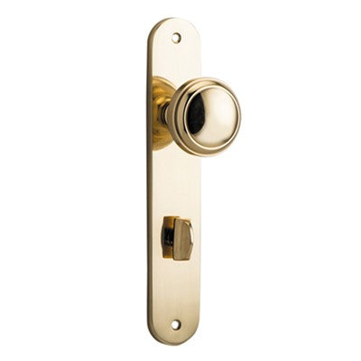 Iver Door Knob Paddington Oval Privacy Pair Polished Brass CTC85mm D55xP61mm BPH240xW40mm