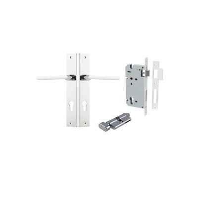 Iver Door Lever Baltimore Rectangular Polished Chrome Key / Thumb Entrance Kit