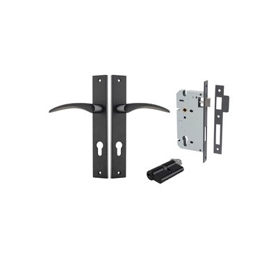 Iver Door Lever Oxford Rectangular Matt Black Key / Key Entrance Kit