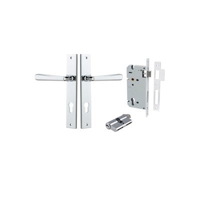 Iver Door Lever Copenhagen Rectangular Polished Chrome Key / Key Entrance Kit