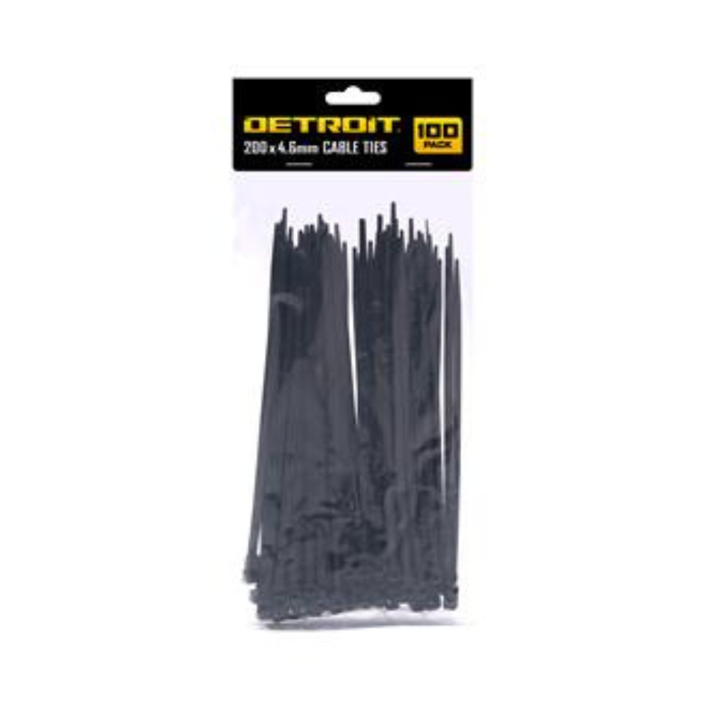 Detroit Cable Tie 200 x 4.6mm 100PK Black
