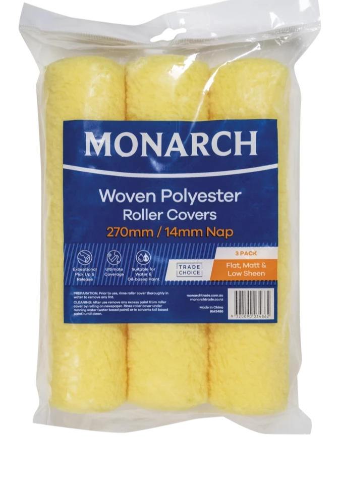 Monarch Woven Polyester 270/14mm Nap Roller Value 3PK