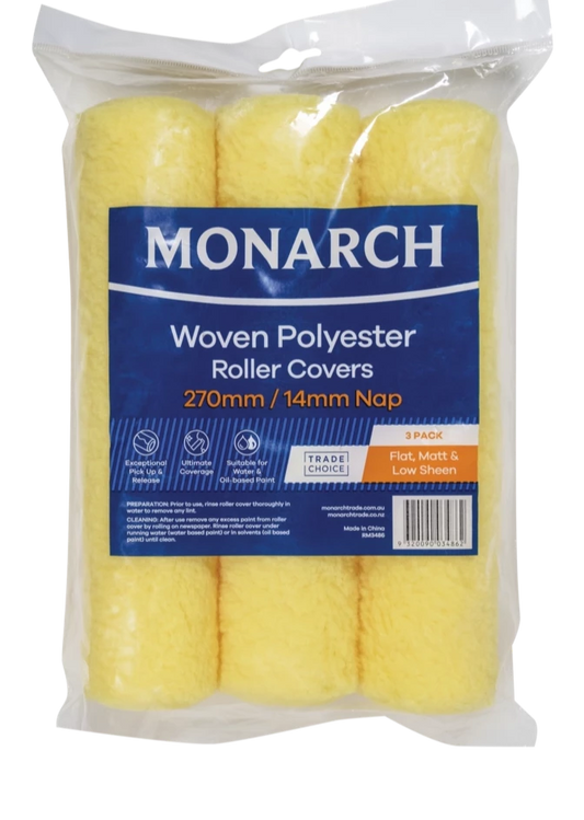 Monarch Woven Polyester 270/14mm Nap Roller Value 3PK