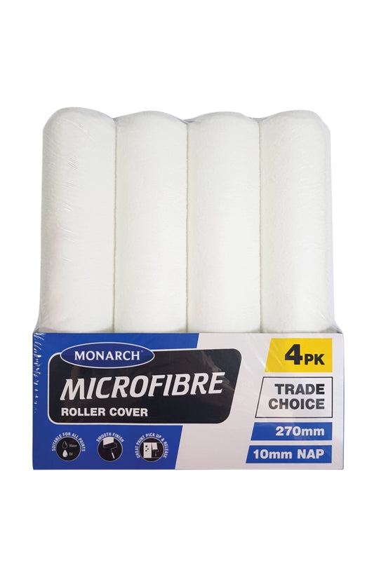 Monarch Microfibre Roller Cover 10mm Nap 270mm 4PK