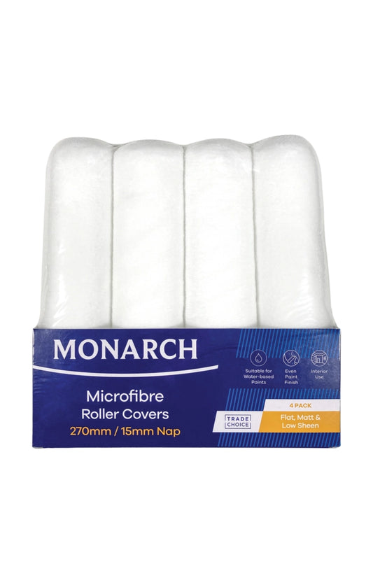 Monarch Microfibre Roller Cover 15mm Nap 270mm 4PK