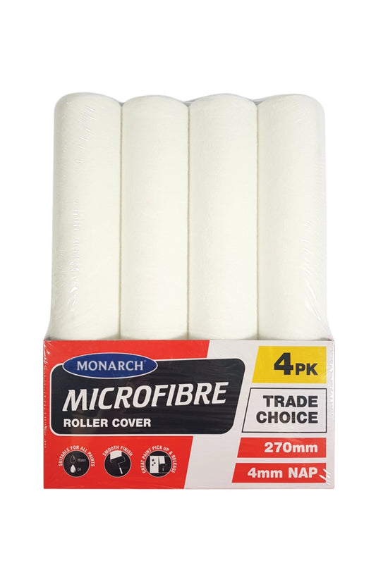 Monarch Microfibre Roller Cover 4mm Nap 270mm 4PK