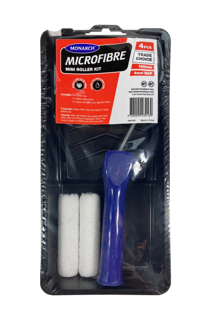 Monarch Microfibre Roller 4mm Nap w/ Tray 100mm Kit