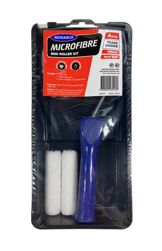 Monarch Microfibre Roller 4mm Nap w/ Tray 100mm Kit