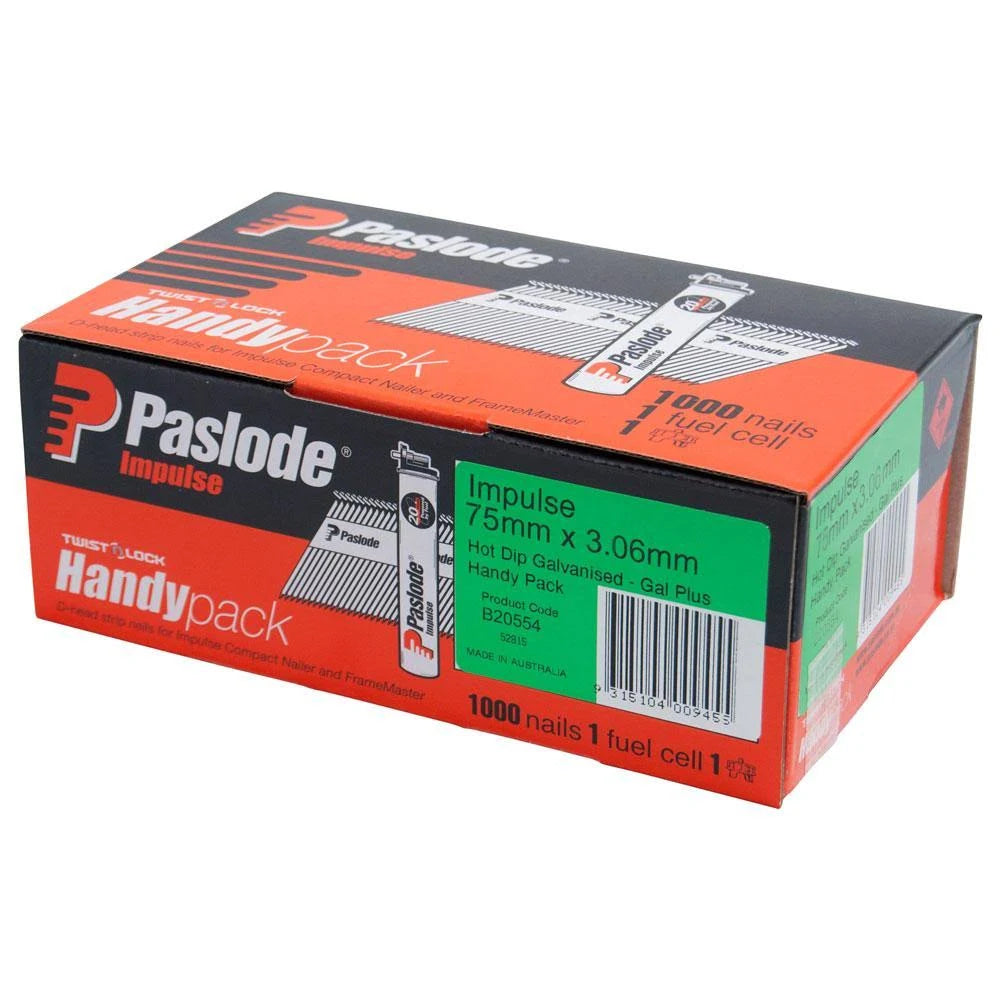 Paslode Impulse Nails 75x3.06mm 1000PK w/ Fuel Cell