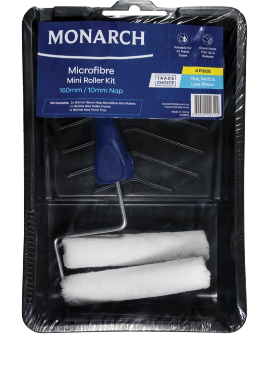 Monarch Microfibre Mini Roller Kit 10mm Nap w/ 160mm Tray