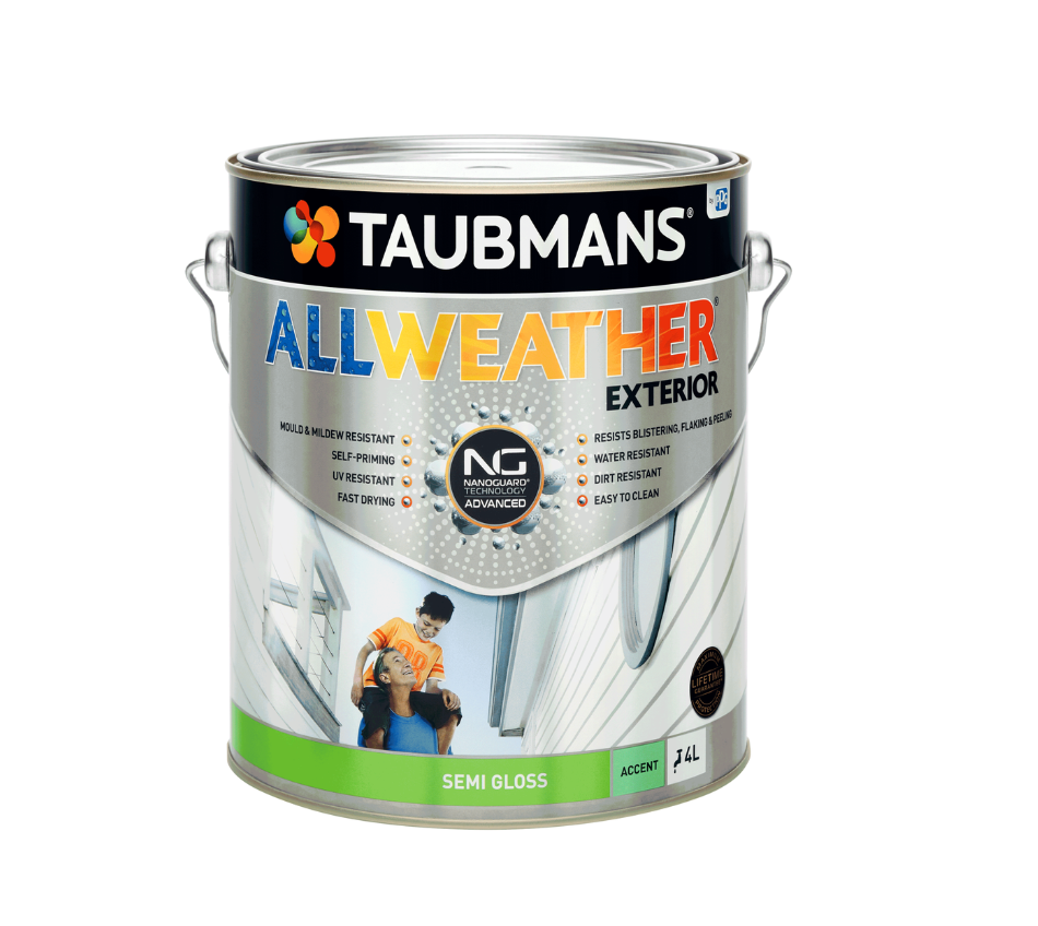 Taubmans All Weather Exterior Paint 4L- Accent Semi Gloss