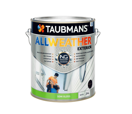 Taubmans All Weather Exterior Paint 4L- White Semi Gloss
