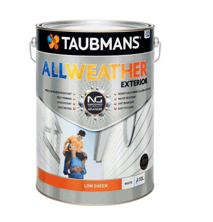 Taubmans All Weather Exterior Paint 10L- White Low Sheen