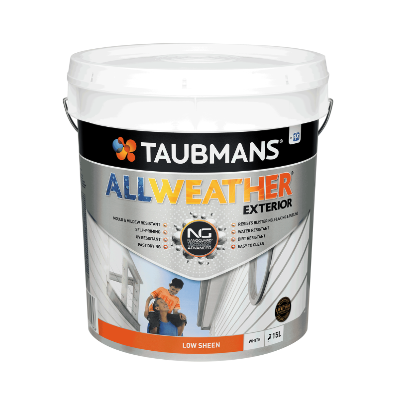 Taubmans All Weather Exterior Paint 15L- White Low Sheen