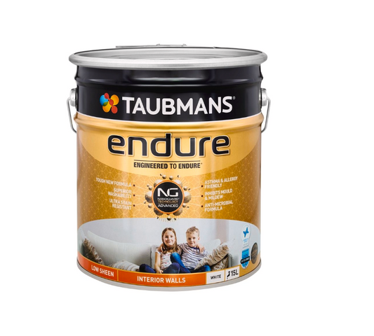 Taubmans Endure Interior Paint 15L- White Low Sheen
