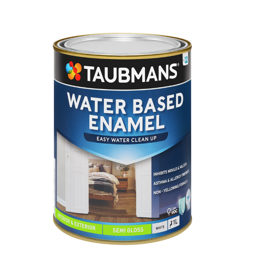 Taubmans Water Based Enamel Paint 1L- White Semi Gloss