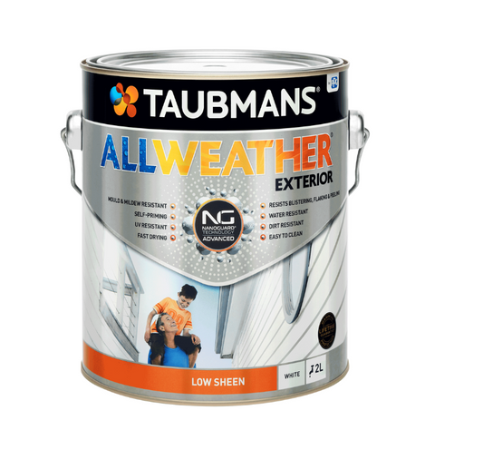 Taubmans All Weather Exterior Paint 2L- White Low Sheen
