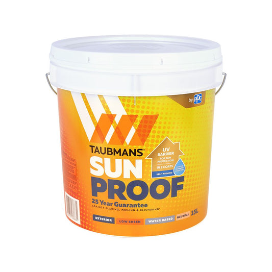 Taubmans Sunproof Exterior Paint 15L- Neutral Low Sheen