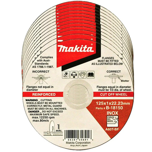 Makita Inox Cutting Disc 125x1x22mm- 12PK