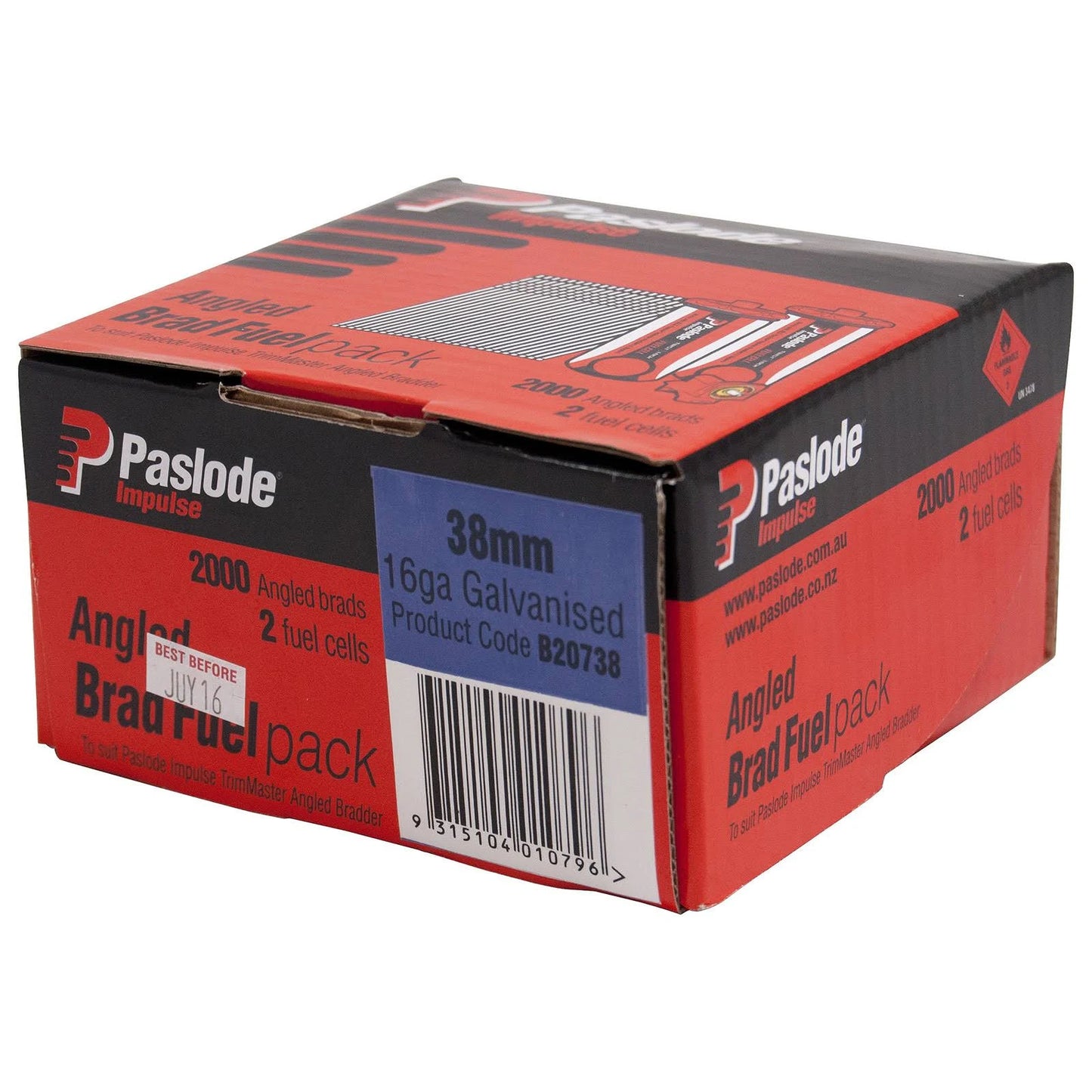 Paslode Angled Brad 38mm 3000PK w/ Fuel Cells