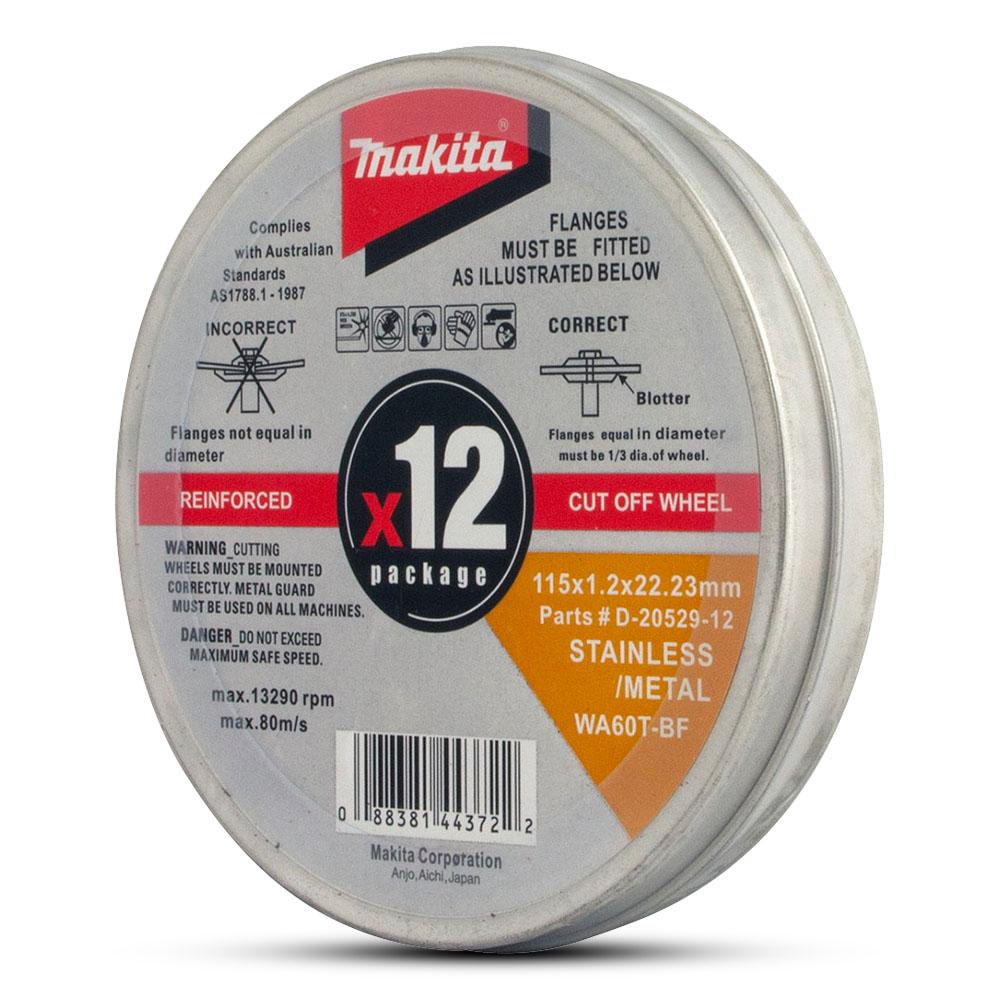 Makita Inox Cutting Disc 115x1.2x22.23mm- 12 PCE Tin